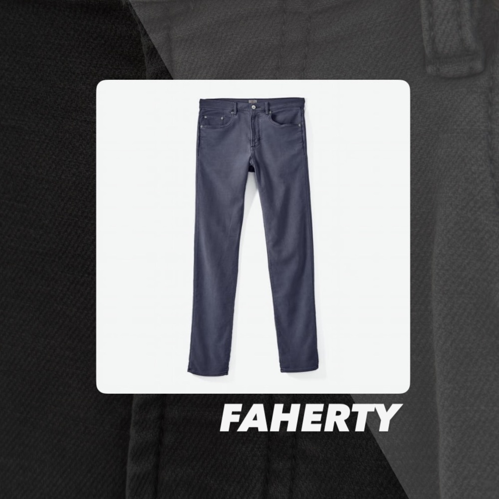 EUC Faherty Navy Stretch Fresh Terry Five Pocket Pants